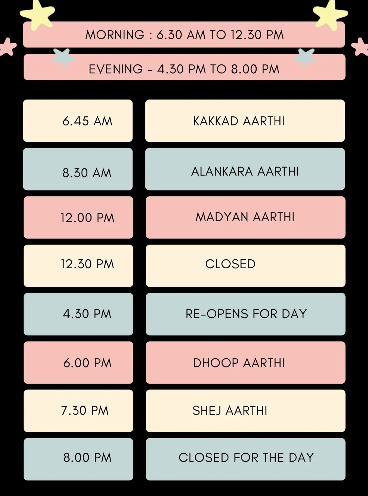 Daily Pooja Timings
